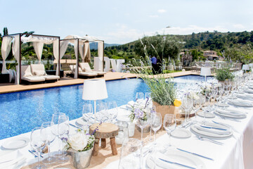 Pool Side Wedding Party Decor