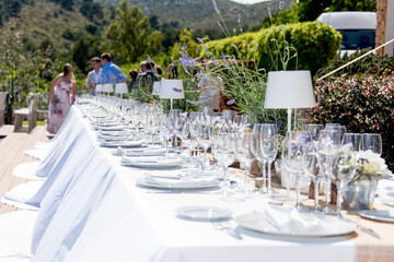 Wedding banquet decoration on a farm