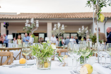 Wedding banquet decoration on a farm