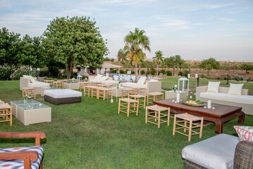 Wedding banquet decoration on a farm