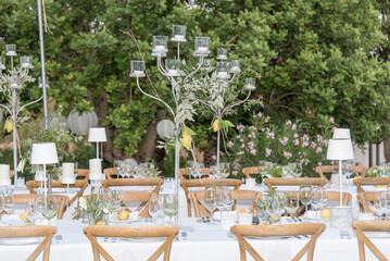 Wedding banquet decoration on a farm