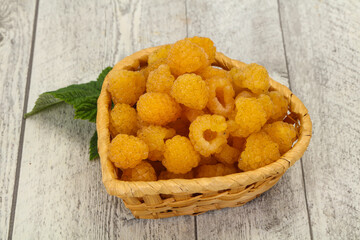 Sweet ripe tasty yellow raspberry