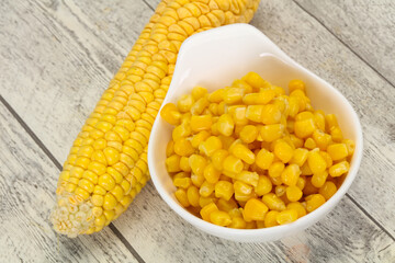 Young corn seeds in the bowl