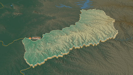 Misiones, Argentina - extruded with capital. Relief