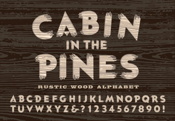 A Rustic Carved Wood Alphabet in the Style of a Backwoods Cabin Door or a Forest Service Sign