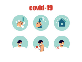 Fototapeta premium COVID-19 advice. Social distance, human and rules.