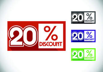 20% off discount promotion sale Brilliant poster. Sale and discount labels. Price off tag icon. special offer