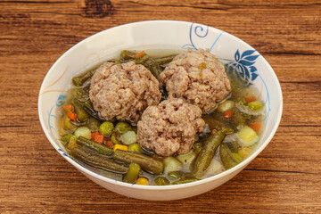 Soup with vegetables and meat balls