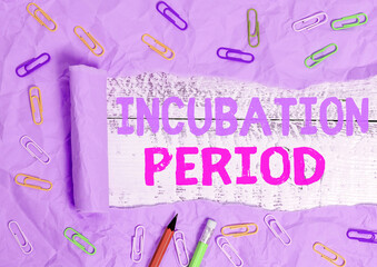 Text sign showing Incubation Period. Business photo text time elapsed starting from getting exposed...