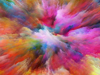 Vitrage gordijnen Mix van kleuren Metaforische surrealistische verf