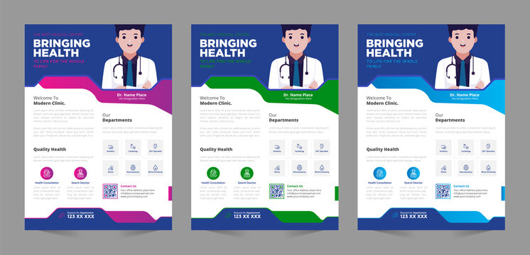  Medical poster flyer pamphlet brochure cover design layout space for photo background, vector illustration template in A4 size