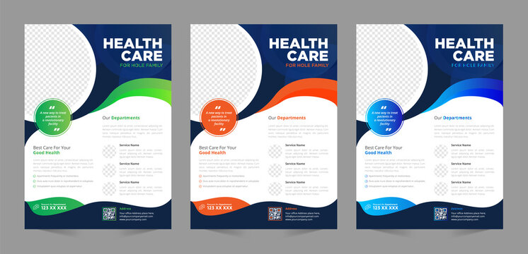  Medical poster flyer pamphlet brochure cover design layout space for photo background, vector illustration template in A4 size