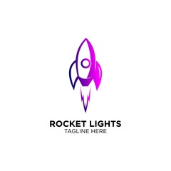 Purple Gradient Dog Rocket Logo Design