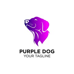 Purple Gradient Dog Rocket Logo Design