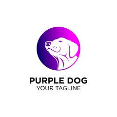 Purple Gradient Dog Rocket Logo Design