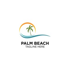 Sunset With Beach Logo Design