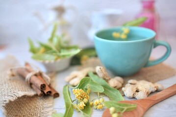 cup of tea and cookies with mint