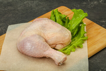 Raw chicken leg for cooking