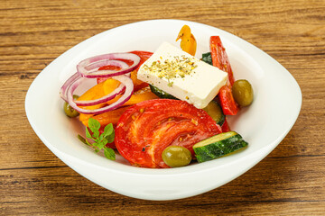 Traditional Greek salad with feta cheese