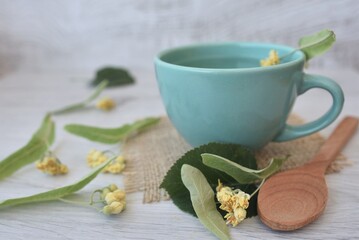 still life with tea and flowers