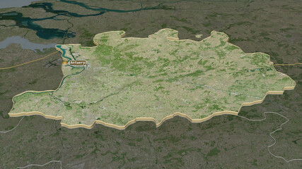 Antwerpen, Belgium - extruded with capital. Satellite