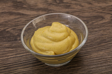 Dijon mustard sauce in the bowl