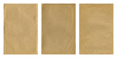 Old paper textures set. Blank old pages with rough faded surface. Perfect for background and vintage style design. Empty place for text.