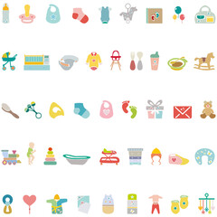 Baby icons set on a white background