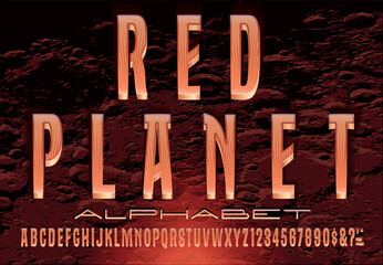 A Bold and Cinematic Condensed 3d Typeface Suggestive of the Planet Mars, Space Travel, and Science Fiction © Mysterylab