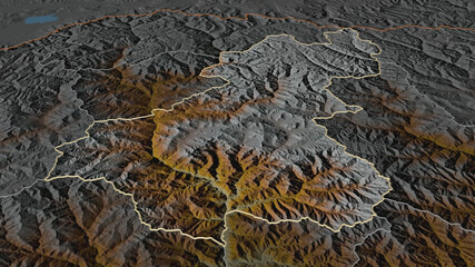 Wangduephodrang, Bhutan - outlined. Relief
