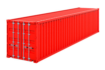 Red cargo container 40 feet. 3D rendering