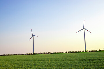 Two wind generators in the field