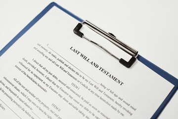 Closeup shot of a person's last will and testament