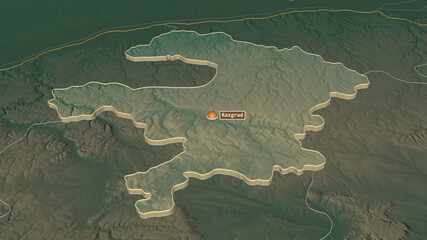 Razgrad, Bulgaria - extruded with capital. Relief