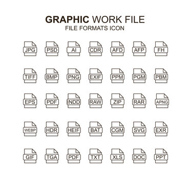 graphic designer work file formats icon set simple