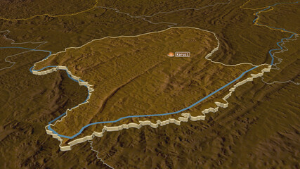 Karuzi, Burundi - extruded with capital. Relief