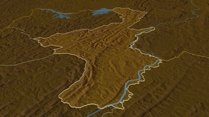 Muyinga, Burundi - outlined. Relief