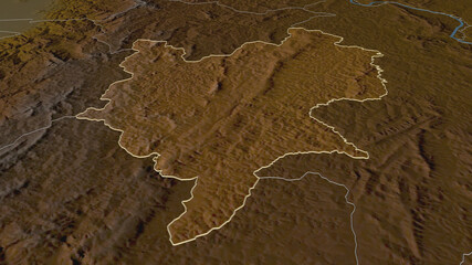 Mwaro, Burundi - outlined. Relief