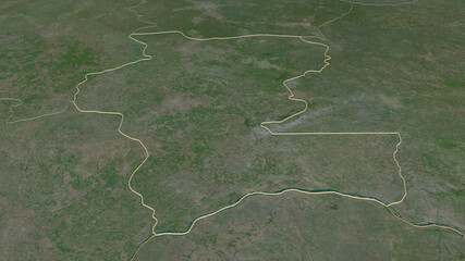 Kémo, Central African Republic - outlined. Satellite