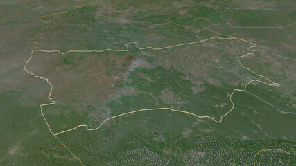 Mambéré-Kadéï, Central African Republic - outlined. Satellite