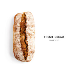 Creative layout made of bread. Flat lay. Food concept.