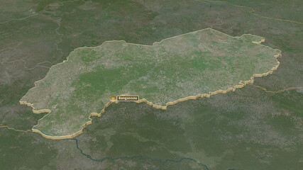Mbomou, Central African Republic - extruded with capital. Satellite