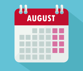 August calendar. Vector, Calendar, poster, graphic.