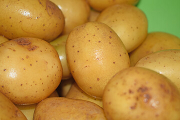 Close up shot of organic fresh raw potatoes