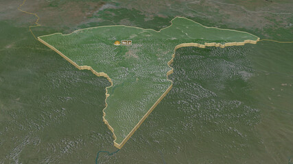 Sangha-Mbaéré, Central African Republic - extruded with capital. Satellite