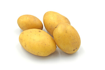 organic fresh raw potatoes on white background