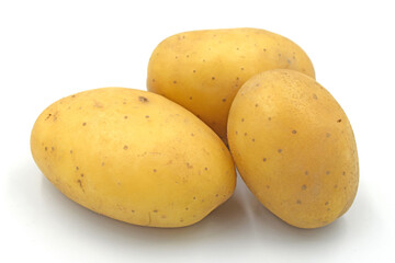 organic fresh raw potatoes on white background