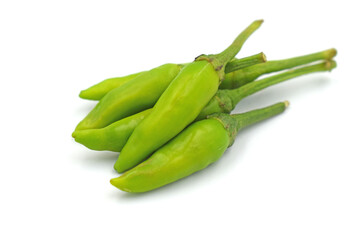 fresh green chilli on white background