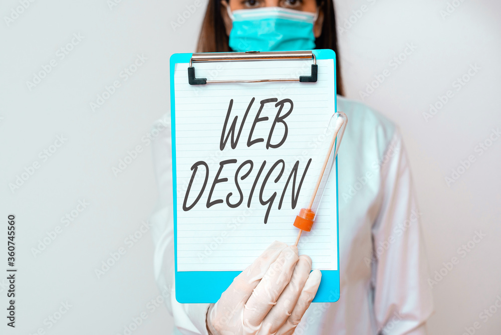 Fototapete Handwriting text Web Design. Conceptual photo website creation which includes layout, content, and graphics Laboratory blood test sample shown for medical diagnostic analysis result