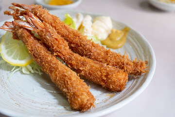 deep fired shrimps, Tempura on plate